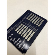 Aluminium plate with color paint (etching)/Custom Etched Metal Name plates, Labels and Tags/Terukir