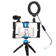 PULUZ 4-in-1 Vlogging Broadcast Video Rig + 4.7 inch 12cm Ring LED Selfie Light Kits + Tripod