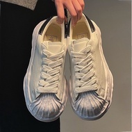 DPSGG | รองเท้าผ้าใบลำลอง MMY สำหรับผู้ชาย ทรงหัวเปลือกหอย รองเท้าผ้าใบสีขาวแบบยูนิเซ็กซ์ สไตล์ญี่ปุ