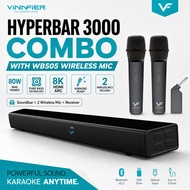 VINNFIER HYPERBAR 3000 Combo with WB505 Wireless Microphones Upgrade your TV, movie and karaoke HDMI