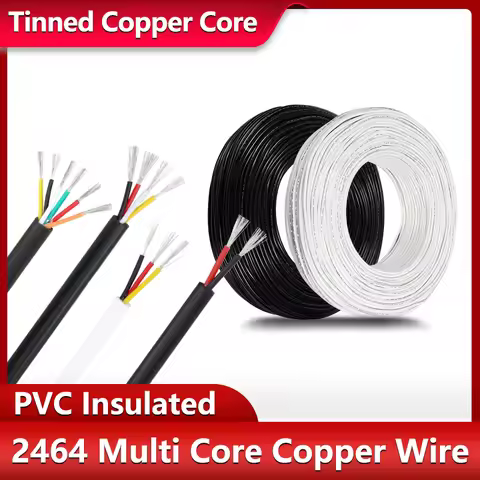 2M 2464 Multi Core PVC Copper Wire Electronic 30/28/26/24/22/18/16/14AWG 2 3 4 5 6 7Core Insulation