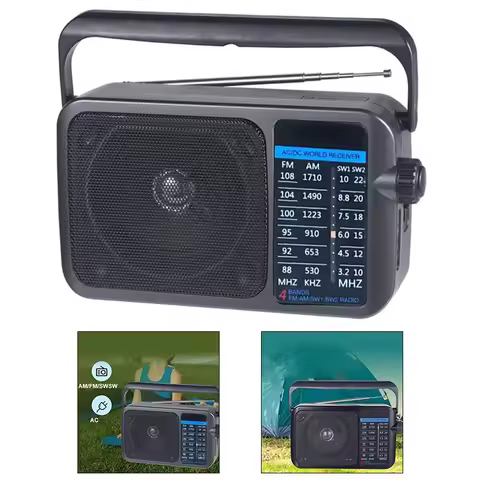 IS-2400AC FM/SW/AM Radio FM Vintage Portable with Battery Powered Speakers for All Occasions