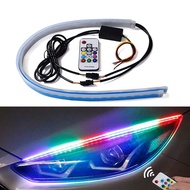 2pcs Mobil Alis Lampu LED DRL Bar Lampu Siang Hari Mobil Remote Control RGB Aliran Turn Sinyal Lampu