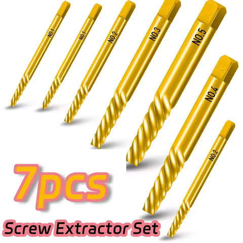 7PCS Titanium Screw Extractor Set - Easy Out Tool for Removing Stripped, Broken, Damaged Screws & Bo