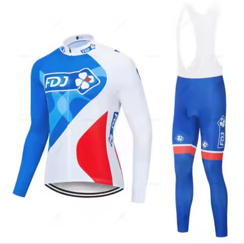Fdj Autumn 2023 Pro Team Cycling Jersey19D Bib Set MTB Uniform Bicycle Clothing Quick Dry Bike Cloth