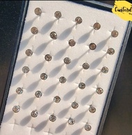จิวจมูกเพชรcz จิวจมูกกลมเพชร เงิน925 แท้ nose stud