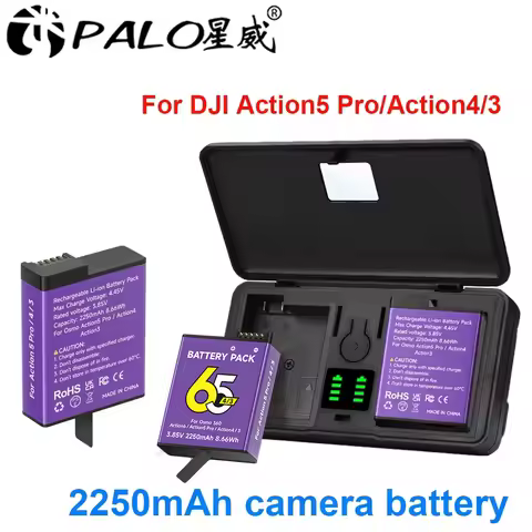 2250mAh For DJI Osmo Action 5 Pro Action 4 Battery For DJI Osmo 360 Action 5 Action 6 Pro Action 4/3