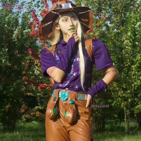 Youk JO Gyro Zeppeli Jairo Tseperi Cosplay Costume Wig Hat Shawl Clothes Halloween Manga Steel Outfi
