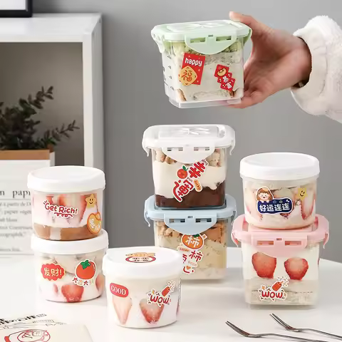 Transparent Sealed Box White/Green/Pink Ice-Cream Box Cheese Cooler Pp Pastry Packaging Box For Ice 