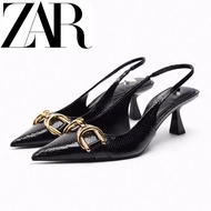 Zara Spring Women's Shoes Black Decorations Details Halter High Heel Fashion Shoes 2218110 800