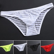 Underwear Low-waisted Underpants Striped See-through Transparent M~2XL Men's