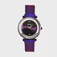 MEIBIN M1230M 低調奢華璀璨滑鑽針織鐵帶錶 - 紫色