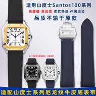MFBJ [Shipping from China] Suitable for Cartier Santos Nylon Strap Santos Santos100 Genuine Leather 