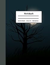 Notizbuch breit liniert: Groß 8.5 x 11 - 120 Seiten - breit Liniert - Notizbuch/Journal mit Linien und Rand für Frauen, Männer und Kinder mit Baum / Mond Motiv (German Edition)