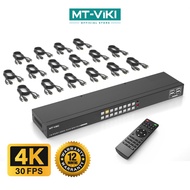 MT-VIKI 16 Port HDMI KVM Switch 4K@30Hz 1U Rack Mount EDID HDMI 1.4 HDCP 1.4 with Remote for 16 Serv