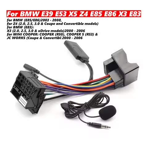 NEW Bluetooth 5.0 Music Audio Adapter Microphone Cable For MINIONE COOPER for BMW E39 E53 X5 Z4 E85 
