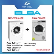 ELBA EWF 70120 WP 7KG FRONT LOAD WASHING MACHINE + EBD 781H VT 7KG WHITE FRONT LOAD HEAT PUMP DRYER