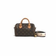 Louis Vuitton Lv speedy 20 棕老花 黑色 寬肩帶 肩背包