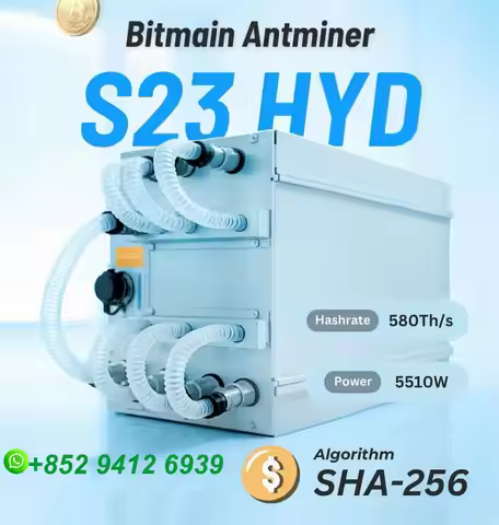 DCE High Efficiency Newest Antminer S23 Hyd Miner ASIC Miner 580TH/s 5510W 9.5J/T