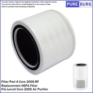 Fits Levoit Core 200 200S Air Purifier Replacement HEPA & Activated Carbon Filter Part #Core200S-RF