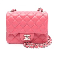 CHANEL 迷你 Matelasse 肩背包 A35200 皮革 粉紅色 二手 女士