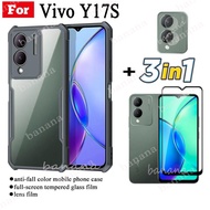 3 IN 1 Vivo Y17s anti-fall mobile phone case For Vivo Y27 Y36 Y35 Y22S tempered glass film + lens film