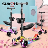 SKOI Children Scooter Four Wheel Foldable Flashing Wheel Music Type 2 To 10 Years Old Scooter
