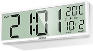 XREXS 14.5 Inch Digital Wall Clock, Time, Calendar, Temperature, DST Function, Battery Operated, for