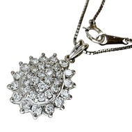 สร้อยคอเพชรลายดอกไม้มือสอง ตัวเรือนแพลทินัม (Pt850/Pt900) น้ำหนัก 9.8 กรัม ยาว 40 ซม. สำหรับผู้หญิง