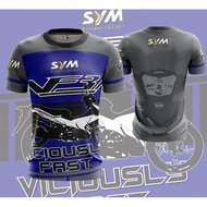 Baju Jersey SYM VF3i BLUE Sublimation Tshirt / Baju Microfiber Jersi / Jersey Sublimation / Tshirt Jersey