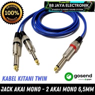 Akai 6.5mm mono jack cable to 2 Akai mono jack 50cm-5meter