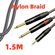 1/8 to 1/4 Stereo Cable 3.5mm TRS to Dual 6.35mm 1/4 TS Mono Y Splitter Audio Cord Adapter Compatibl