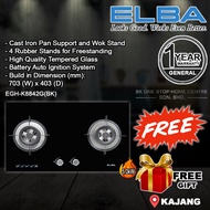 ELBA EGH-K8842G(BK) / 1037583 5.0kW 2 Burner Built In Glass Hob / Gas Stoves / Glass Stove / elba 8842 / Elba 8822