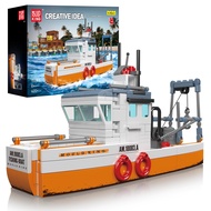 Mould King City Fishing Boat Building Blocks Kits, 10083 Ship Toys Sets, Suitable for Lovers of Ocea