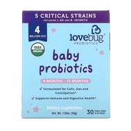 LoveBug Probiotics, Baby Probiotics, 6-12 Months, 4 Billion CFU, 30 Single Serve Stick Packs