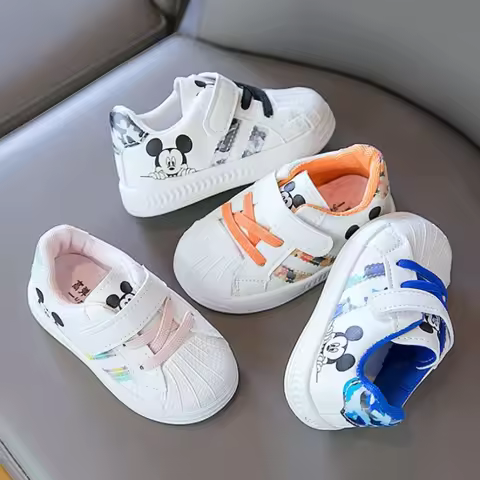 Disney White Casual Shoes For Baby Boy Girl Brand Children Sneaker Mickey Mouse Kids Sports Shoes To