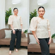 A2E | Diwata Top | Modern Filipiniana Top Puff Sleeves for Women