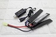 2館 11.1V USB 充電器 + 11.1V 鋰電池 三片式 ( 鋰鐵充電電池EBB AEG 電動槍AR步槍