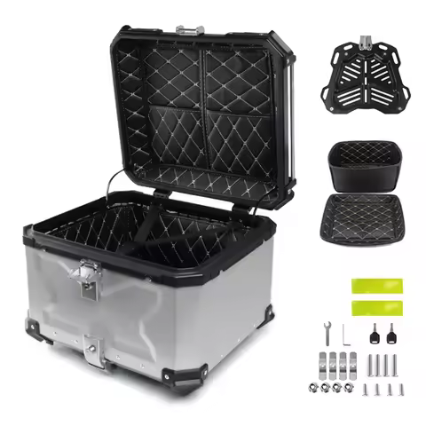 Aluminum Motorcycle Top Case Waterproof Universal Rear Tail Box Moto Luggage Storage Trunk 36L 45L 5