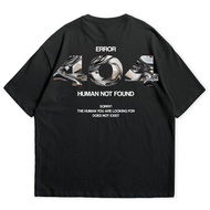 PIECETOON Men's Oversize Premium T-Shirt 404 Not Found Short Sleeve Unisex Black