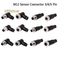 [Initiatour-t] 1Pc M12 sensor connector 3/4/5 pin male/female straight/right angle plug