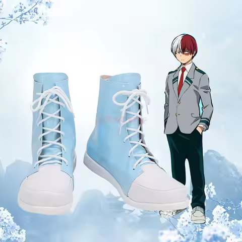 Anime My Hero Todoroki Shoto Cosplay Shoes PU Leather Boots Halloween Cosplay Todoroki Shoto Prop Cu