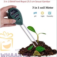 Alat Pengukur Temperatur Kelembapan Soil PH Tanah 3 in 1 Efektif Anti