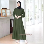 AGNES Baju Gamis Putih Wanita Brukat Busana Muslim Lebaran Pesta