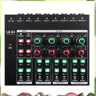 -LQ04 4-Channel Mixer 4-Channel Headphone Amplifier Sound Card Mixer Recording Interface with Dj Mix