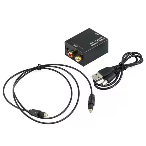 N67R--Digital Optical Toslink SPDIF Coax To Analog RCA Audio Converter Adapter With Fiber Cable,Digi