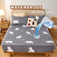 (17 color) Cartoon Polar Bear Waterproof Bedsheet Quilted Mattress Protector Cover Kid Urine-proof Fitted Bed Sheet Cadar Queen King Size