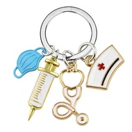 Nurses Day Gift Keychain Pendant Nurse Doctor Mask Keychain Medical Rescuer Keychain Syringe Syringe Stethoscope Keychain