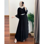 Megaria Shabira Kaftan Gamis Wanita Model Baru 2025 Bahan Cerutty Babydoll Full Furring Aplikasi Ren