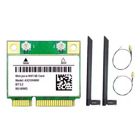 New--AX210HMW Wifi Card+2Xantenna Wifi 6E Mini PCI-E AX210 802.11Ax/Ac 2.4G/5G/6Ghz BT5.2 Wireless A